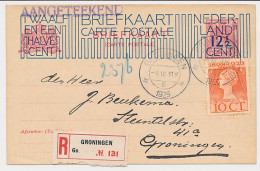 Briefkaart G. 202 / Aangetekend / Bijfrankering Groningen 1925 - Postal Stationery