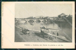 Torino Città Ponte In Pietra Fiume Po Barca Cartolina RT3501 - Other & Unclassified