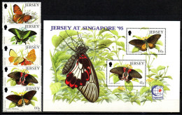 Jersey 1995 - Mi.Nr. 712 - 716 + Block 11 - Postfrisch MNH - Tiere Animals Schmetterlinge Butterflies - Vlinders