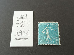 Timbre France - 1921 ** Neuf N° 161 : 50c Bleu - 1903-60 Semeuse Lignée