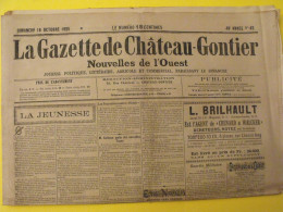 Hebdo La Gazette De Chateau-Gontier. N° 42 Du 18 Octobre 1925. Caillaux Lois Laïques Herriot - Pays De Loire