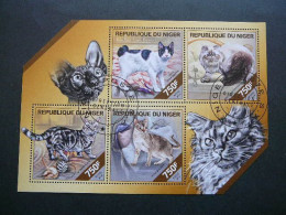 Cats. Katzen. Chats Niger # 2014 Used S/s #843 Domestic Cats - Gatos Domésticos