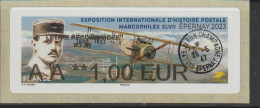 Atm, NABANCO, Recomm. R3 AR AA1.00€, Montant Bridé Au Choix. Epernay, MARCOPHILEX 2023, Aviateur Pierre- Louis DEULLIN - 2010-... Illustrated Franking Labels