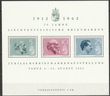 Lichtenstein 1962 MiNr.415-417 Block 6 ** Postfrisch 50 Jahre Lichtensteinische Briefmarken ( EK50/3 ) - Bloques & Hojas