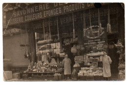 Devanture Magasin De Couleurs, éponges Et Vernis. Maison Malsou. Carte Photo Animée Non Située - Winkels