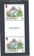 Guernsey 1996 £ 3 Gutterpair Flowers And Bridge ** - Andere & Zonder Classificatie