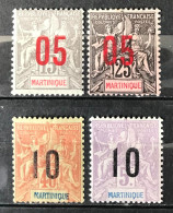 Lot De 4 Timbres Neufs* Martinique 1912 - Unused Stamps