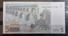 1 X 5€ Euro Trichet P012B1 X24748111118  - UNC RARE Number 5 X 1 - 5 Euro