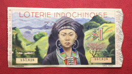 BILLET LOTERIE INDOCHINE 1940 . 2 E ÉMISSION SERIE A 16,5 CM X 8,5 CM - Other - Asia