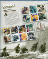 USA 1999 Celebrate The Century 1940's Block MNH Antibiotics, Jackie Robinson, Truman, TV, Jitterbug, Gi Bill, Big Bands, - Autres & Non Classés