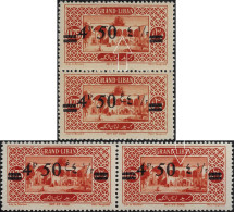 Grand Liban 1926 Y&T 77ca, Surcharge Incomplète Tenant à Normal, Paires Horizontale & Verticale. Couleurs Différentes - Unused Stamps