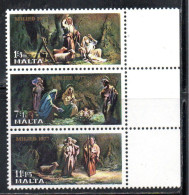 MALTA 1977 CHRISTMAS NATALE NOEL WEIHNACHTEN NAVIDAD NATAL STRIP COMPLETE SET STRISCIA SERIE COMPLETA MNH - Malta