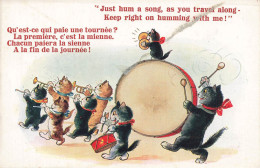 Chats Noirs Humanisés * CPA Illustrateur * Orchestre Fanfare Musique Mucisiens Tambour * Chat Noir Black Cat Katze - Katten