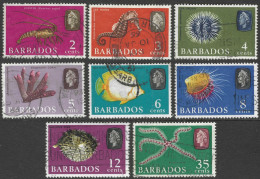 Barbados. 1965 Marine Life. Upright Block CA W/M. 8 Used Values To 35c. SG 323 Etc. M4093 - Barbades (...-1966)