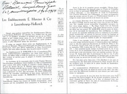 Luxembourg - Luxemburg - LES ETABLISSEMENTS   E.MERCIER & Cie à LUXEMBOURG - HOLLERICH 1904-1954 - Documents Historiques