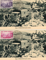 ALGERIE.1954."SEISME/ORLEANSVILLE". "CROIX-ROUGE FRANCAISE-ALGER". . SERIE DE DEUX CARTES MAXIMUM .Y&T 321-322 - Tarjetas – Máxima