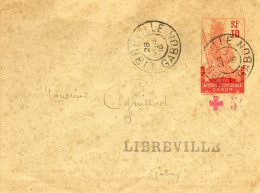 GABON.1916. ENTIER POSTAL SURCHARGE "CROIX-ROUGE" AYANT CIRCULE. - Lettres & Documents