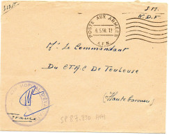 ALGERIE.(GUERRE).1958.."470e HOPITAL D'EVACUATION". LETTRE  F.M - Guerra D'Algeria