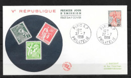 1959 - 1216 - Marianne à La Nef - Paris RP - 30 - 2 - 1950-1959