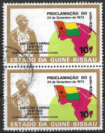 GUINE BISSAU – 1974 Independence Proclamation 10 Pesos Pair Of Used Stamps - Guinea-Bissau