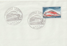 FT FER 03 . 37 . Tours . 1ere Jour . Oblitération . Enveloppe Pour Journaux . 6 X 8 . Turbotrain TGV 001 . 1974 . - Commemorative Postmarks