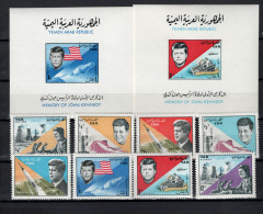 Yemen Arab Republic 1965 Space, JFK Kennedy Set Of 8 + 2 S/s MNH - Azië