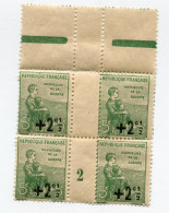 FRANCE N°163 ** ORPHELIN EN BLOC DE 4 AVEC MILLESIME 2 ( 1922 ) - Millesimes