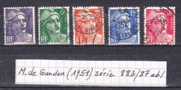 France Marianne De Gandon (1951) Y/T Série 883/887 Oblitérés - 1945-54 Maríanne De Gandon