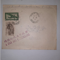 03K6 RARE - ANCIENNE LETTRE ENVELOPPE INDOCHINE 1945 CACHET A BAS LES OPPRESSEURS - Andere-Azië