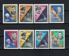 Yemen Arab Republic 1966 Space, Luna 9 Moonlanding Set Of 8 Imperf. With O/p "LUNA IX 3 FEBRUARY 1966" MNH - Asien