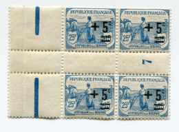 FRANCE N°165 ** ORPHELIN EN BLOC DE 4 AVEC MILLESIME 7 ( 1917 ) - Millesimi