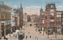 Amsterdam Koningsplein Levendig Trams Verkeer Hoek Herengracht # 1919    4503 - Amsterdam