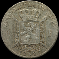 LaZooRo: Belgium 1 Franc 1887 VF / XF - Silver - 1 Franc