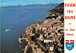 EVIAN LES BAINS Vue Aerienne Au Fond La Rive Suisse 13(scan Recto-verso) MA1989 - Evian-les-Bains