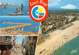 CANET PLAGE La Plage La Jetee Une Rue Pietonniere La Plage Et Le Front De Mer Vus D Avion 26(scan Recto-verso) MA1975 - Canet En Roussillon