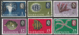 Barbados. 1966-69 Marine Life. Sideways Block CA W/M. 6 Used Values To 35c. SG 342etc. M4095 - Barbades (...-1966)