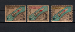 Yemen Arab Republic 1968 Space, Vladimir Komarov Set Of 3 Golden Colour MNH - Asia