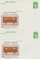 FT FER 14 . 2 Entiers Postaux Identiques . Exposition Itinérante . Wagon Poste Paris Lyon . - Commemorative Postmarks