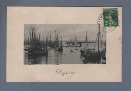 CPA - (14) - (Caen) - Départ - Bateaux De Pêche - Circulée En 1913 - Caen