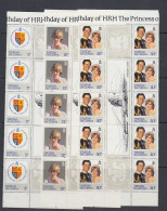 Tristan Da Cunha 1982 Diana 21st Birthday 3v Strip Of 4 Gutter ** Mnh (TDC177) - Tristan Da Cunha