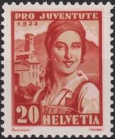 1933 Schweiz / Pro Juventute ** Mi:CH 268, Yt:CH 269, Zum:CH J67, Tessinerin - Unused Stamps