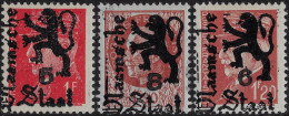 France Vers 1944. 3 Timbres Pétain Surchargés Par Des Fachos Vlaamsche Staat, état Flamand. Lion Des Flandres. - 1941-42 Pétain