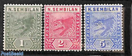 Malaysia 1891 Negri Sembilan, Jumping Tiger 3v, Unused (hinged), Nature - Animals (others & Mixed) - Cat Family - Wild.. - Autres & Non Classés