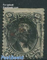 United States Of America 1867 15c Black, Grill 11x13mm, Used, Used Stamps - Usados