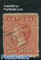 Antigua & Barbuda 1863 1p Red, WM1, Used, Used - Antigua Y Barbuda (1981-...)