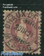 Switzerland 1882 1Fr, Brown-purple Fine Print (1901). P.11.75:11.25, Used Stamps - Usados