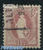Switzerland 1882 1Fr, Brown-purple, Contr 1X, Perf 11.75, Used, Used Stamps - Gebruikt