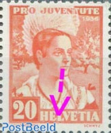 Switzerland 1936 20+5c, Plate Flaw, Spot Under L Of HELVETIA, Mint NH, Various - Costumes - Errors, Misprints, Plate F.. - Neufs