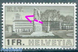 Switzerland 1938 1Fr, Plate Flaw, Colour Line Over Tower, Mint NH, Various - Errors, Misprints, Plate Flaws - Ongebruikt