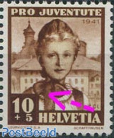 Switzerland 1941 10+5c, Plate Flaw, Y Shaped Line In Collar, Mint NH, Various - Costumes - Errors, Misprints, Plate Fl.. - Nuevos